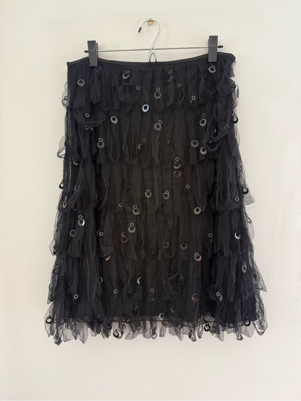 Night Way Collections T2K Black Layered Sequin Mesh Skirt L